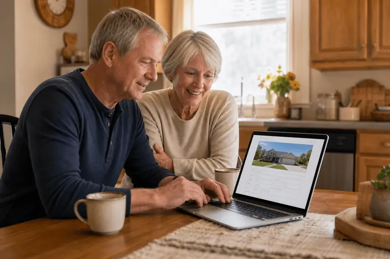 Couple filling out home selling form